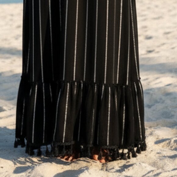 NWT $189 ASHLEY TAYLOR boho maxi dress black / silver ONESIZE - Picture 11 of 11